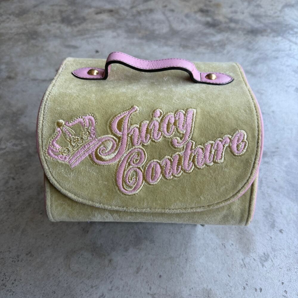 RARE Vintage Y2K Juicy Couture Velour Travel Makeup Cosmetic Roll Bag